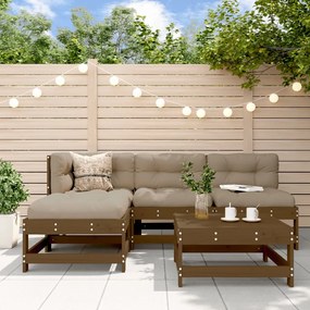 3186525 vidaXL Set mobilier relaxare grădină 5 piese maro miere lemn masiv pin