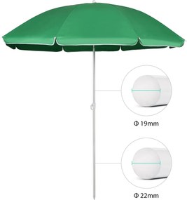 Umbrela soare rotunda UV20+ Verde 160 cm