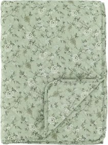 Cuvertură matlasată din bumbac cu imprimeu floral, verde și crem, 180x130 cm „Aix”