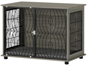 PawHut Cușcă pentru câini, Casetă pentru câini, Cușcă de ședere blocabilă pentru câini mari, Gri | Aosom Romania