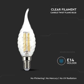 Bec e14 cu filament led 4w 6500k model spirala