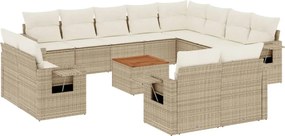 vidaXL Set canapele de grădină, 13 piese, cu perne, bej, poliratan