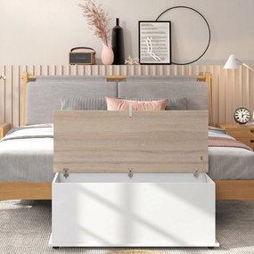 HOMCOM Bancă multifuncțională din lemn pentru dormitor și hol, alb, 100x40x40 cm | Aosom Romania