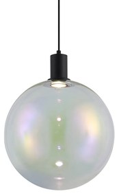 Lampă suspendată de design neagră cu sticlă transparentă 35cm - Mallon
