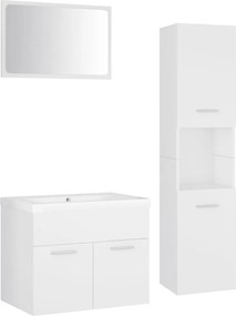 vidaXL Set mobilier de baie, alb, lemn prelucrat