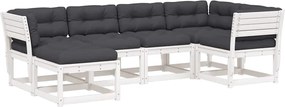 vidaXL Set canapele de grădină cu perne 6 piese alb lemn masiv de pin