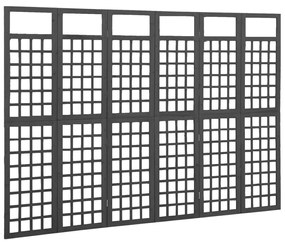 316485 vidaXL Separator cameră 6 panouri negru 242,5x180 cm nuiele/lemn brad