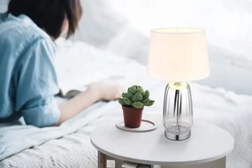 Globo 24142W - Lampă de masă CLASSY 1xE27/40W/230V alb/argintiu