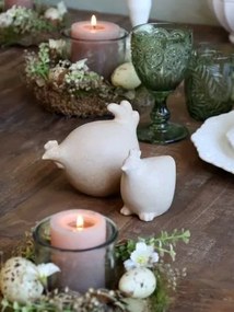 Decorațiune din porțelan în formă de găină, culoare antique latte, H10,5 cm