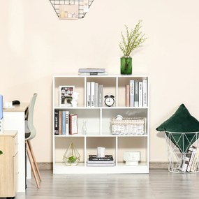 HOMCOM Bibliotecă Raft cu 8 Compartimente, Bibliotecă Modernă pentru Camera de Zi, Dormitor, Birou, 97.5x30x100 cm, Alb | Aosom Romania