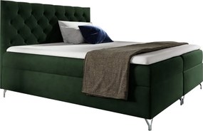 Pat cu boxspring, 140x200, ţesătură verde Velvet, GULIETTE + cadou