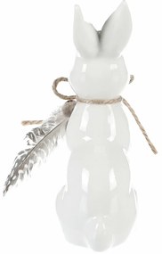Decorațiune ceramică Iepure, alb, 7 x 15 x 5 cm