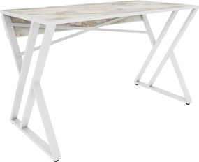 Masa birou GYZA, alb cu efect de marmura, alb, PAL melaminat, 120x60x7