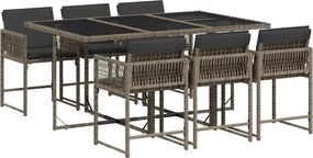 vidaXL Set mobilier de grădină cu perne, 7 piese, gri, poliratan