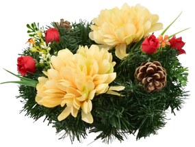 Coroană funerară Crizanteme portocalii, 20 cm