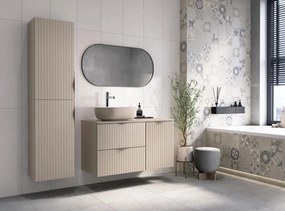 Set dulap baie suspendat 2 sertare si lavoar inclus 80 cm, dulap baie suspendat si dulap baie tip coloana, culoare casmir mat, MDF, Cersanit Tirso