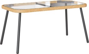 vidaXL Masă de cafea Maro și negru 90 x 45 x 43 cm Poliratan și sticlă