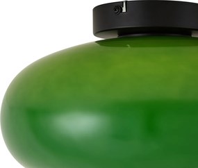 Plafonieră retro neagră cu sticlă verde 30cm - Glaze