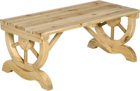 Outsunny Bancă de Grădină cu 2 Locuri, Design cu Roți, Bancă de Exterior din Lemn de Brad, pentru Terasă, Patio și Curte, 98x50x39,5 cm, Aspect Lemn Natural | Aosom Romania