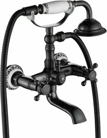 Baterie dubla comanda pentru cada negru periat Rea Rustico