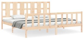 3192251 vidaXL Cadru pat cu tăblie 200x200 cm, lemn masiv de pin