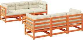 vidaXL Set canapele grădină cu perne, 7 piese, maro, lemn masiv de pin