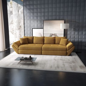 Canapea extensibilă dumonde cu ladă de depozitare si sezut confortabil din spuma high-density, Loana Zoom Mustar 300x100 cm