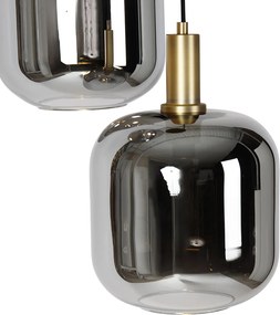 Lampă suspendată neagră cu auriu și sticlă fumurie inclusiv 3 PUCC - Zuzanna