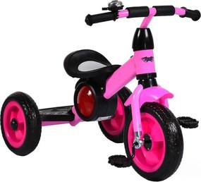 Tricicleta cu pedale NOVOKIDS™ Bonphire ,cu melodii si lumini, max 20 kg, roti din spuma cauciucata, cadru metalic, dimensiuni 68X45X47 cm, Roz