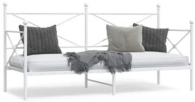 vidaXL Pat de zi fără saltea alb 90x200 cm oțel