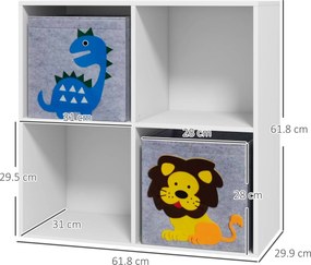 ZONEKIZ Cutii Depozitare Jucării cu 2 Sertare, Material Netesut, Alb | Aosom Romania