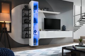Mobilier living Shelly 27 WS SW M7 (alb mat + alb lucios + negru mat). 1024224