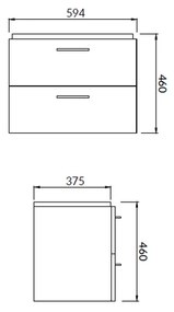 Set dulap baie suspendat Lara 2 sertare cu lavoar Cersanit Mille Slim , 60 cm, Nuc Nuc, 600x460 mm