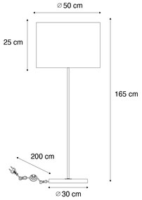 Lampă de podea din alamă cu abajur albastru 50 cm - Kaso