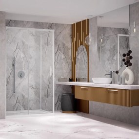 Usa de nisa culisanta Radaway Idea KDJ 130 cm sticla 6 mm alb-transparent deschidere stanga