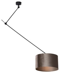 Lampă suspendată neagră cu abajur de catifea gri-maroniu 35cm - Blitz