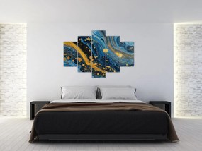 Tablou - Abstracție albastră cu aur (150x105 cm)