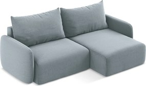 Colțar albastru extensibil/cu spațiu de depozitare cu tapițerie din catifea (cu colț pe partea dreaptă/cu șezlong) Kalena – Makamii