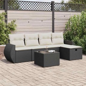 3325572 vidaXL Set mobilier de grădină cu perne, 6 piese, negru, poliratan