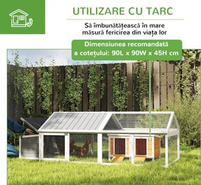PawHut Coteț din Lemn pentru Găini cu Cuib și Acoperiș Rabatabil, pentru 4-8 Păsări | Aosom Romania