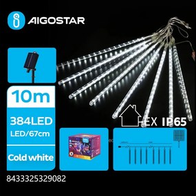 Aigostar - Ghirlandă solară LED 384xLED/13m IP65 alb rece