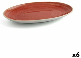 Platou pentru servire ariane terra oval ceramică roșu (Ø 32 cm) (6 unități)
