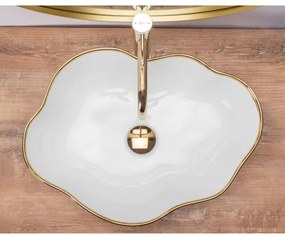 REA-U0696 - Lavoar pentru montaj pe blat PEARL 38x50,5 cm ceramică/alb lucios/auriu