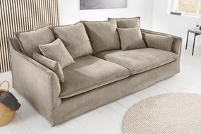 Canapea confortabila Heaven 200cm, catifea raiata greige