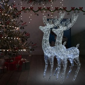 Ren de Craciun 250 LED-uri, 2 buc., alb rece, 180 cm, acril XXL 2, Alb rece, 96 x 40 x 180 cm