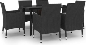 vidaXL Set mobilier de grădină cu perne, 7 piese, poliratan și sticlă