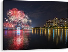 Tablou cu artificii in Singapur (70x50 cm)