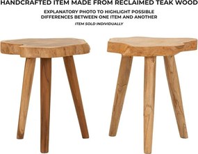 Scaun tip taburet în culoare naturală din lemn de tec Budut – Mauro Ferretti