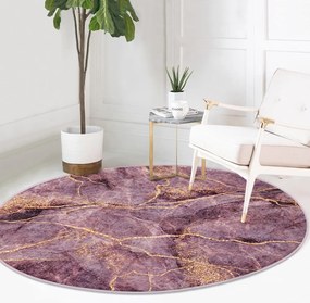 Covor rotund roz lavabil adecvat și pentru aspiratoare robot ø 80 cm Comfort – Mila Home