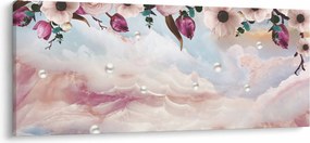 Tablou - Flori roz și marmură roz (120x50 cm)